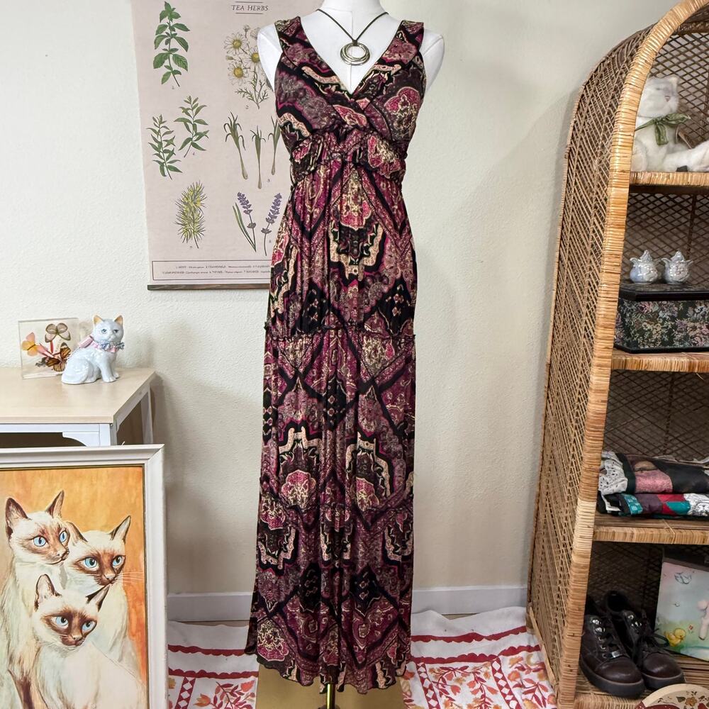 90s Y2k Babydoll Maxi Dress Boho Hippie Coastal Cowgirl Dark Fairy Shabby Chic S